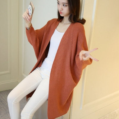 2021 Long Cardigan Women Sweater Autumn Winter Bat Sleeve Knitted Sweater - MERGE.DAY.1.FREESTYLE
