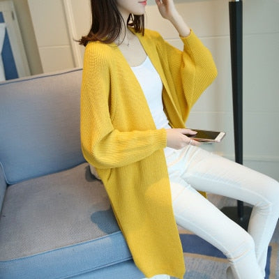 2021 Long Cardigan Women Sweater Autumn Winter Bat Sleeve Knitted Sweater - MERGE.DAY.1.FREESTYLE