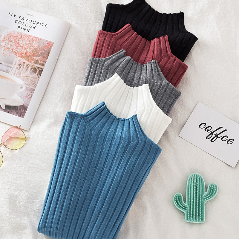 Pullover Ribbed Knitted Sweater Autumn Winter Clothes Women 2021 High Neck Long Sleeve - MERGE.DAY.1.FREESTYLE