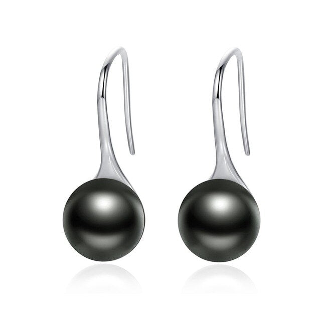 nowadaysfashion Sterling Silver Elegant Round Pure Love Pearl Drop Earrings - MERGE.DAY.1.FREESTYLE