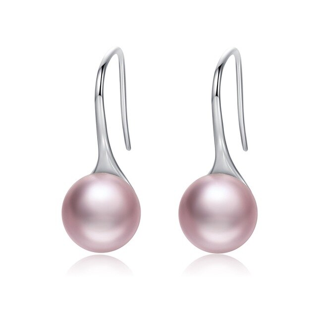 nowadaysfashion Sterling Silver Elegant Round Pure Love Pearl Drop Earrings - MERGE.DAY.1.FREESTYLE