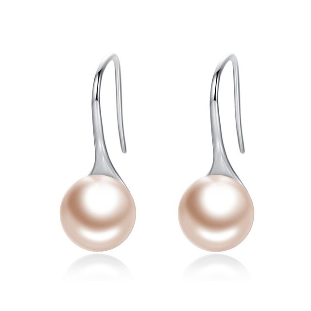 nowadaysfashion Sterling Silver Elegant Round Pure Love Pearl Drop Earrings - MERGE.DAY.1.FREESTYLE