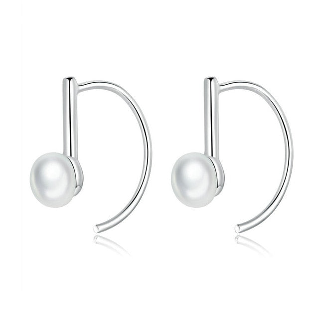 nowadaysfashion Sterling Silver Elegant Round Pure Love Pearl Drop Earrings - MERGE.DAY.1.FREESTYLE