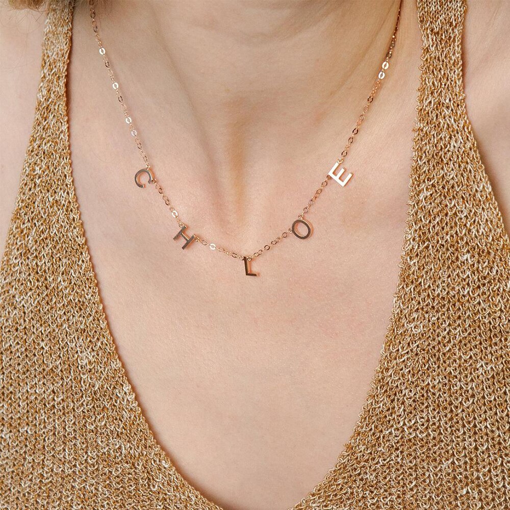 Personalized 26 English letter name necklace clavicle chain - MERGE.DAY.1.FREESTYLE
