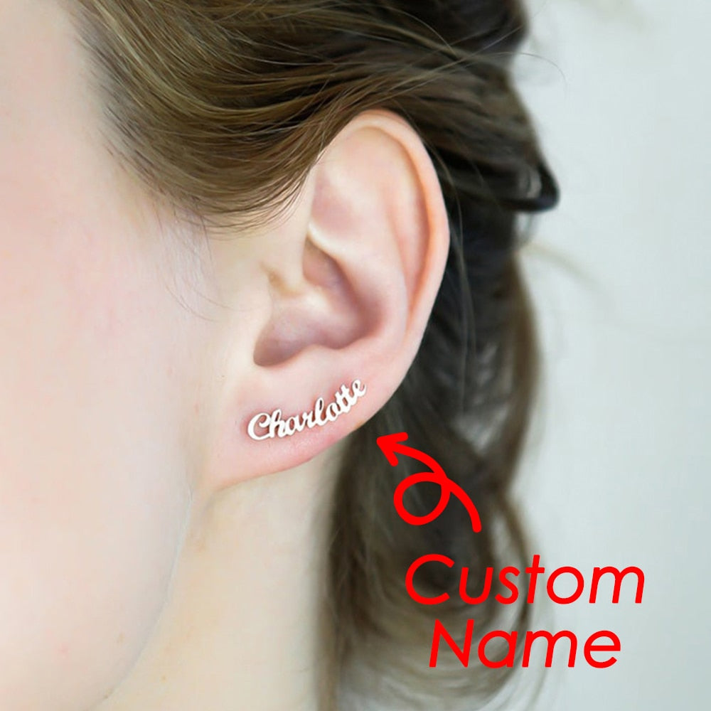 nowadaysfashion Customized Name Earrings for women Gold Personalized Letter Stud earrings - MERGE.DAY.1.FREESTYLE