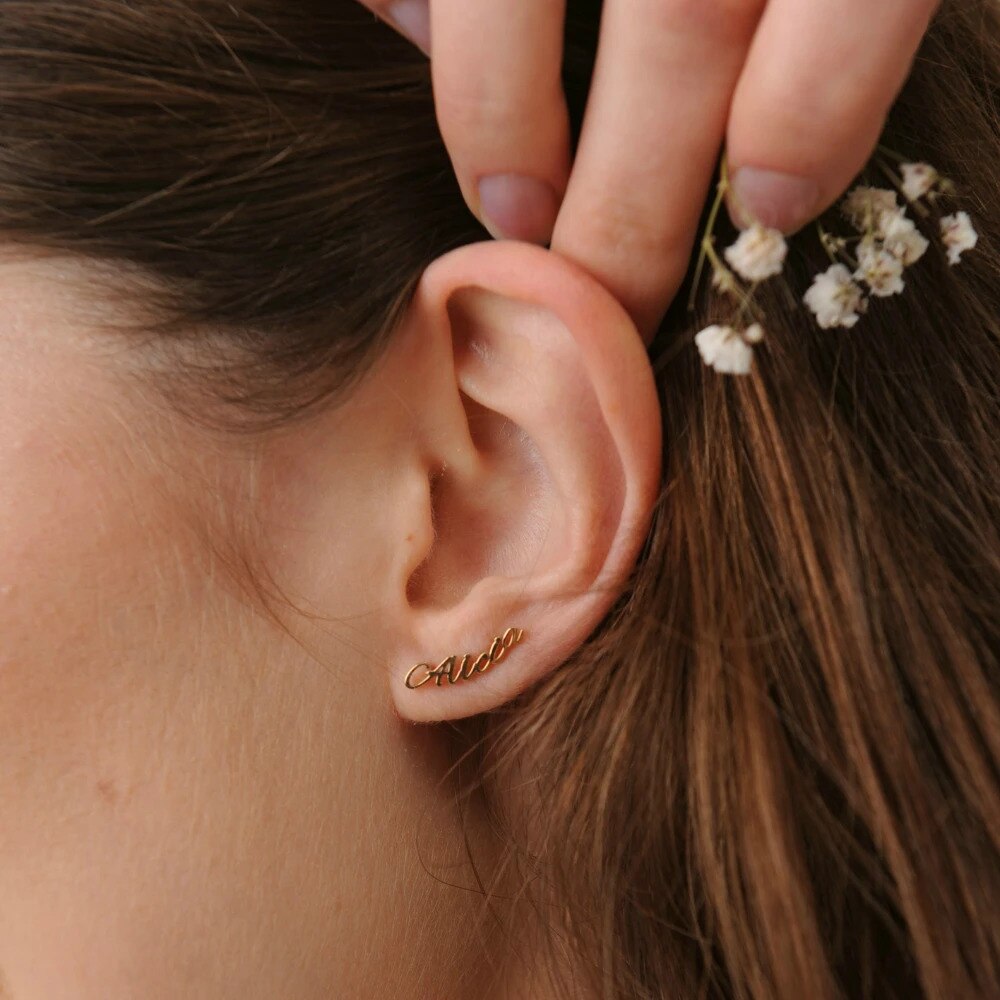 nowadaysfashion Customized Name Earrings for women Gold Personalized Letter Stud earrings - MERGE.DAY.1.FREESTYLE