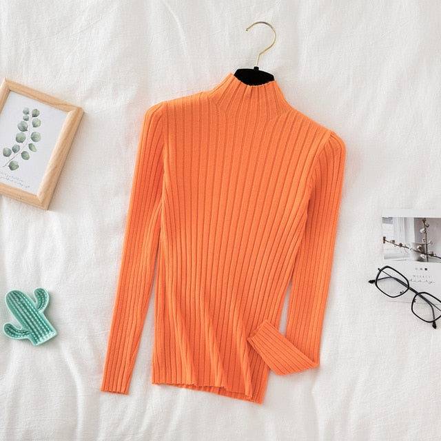 Pullover Ribbed Knitted Sweater Autumn Winter Clothes Women 2021 High Neck Long Sleeve - MERGE.DAY.1.FREESTYLE