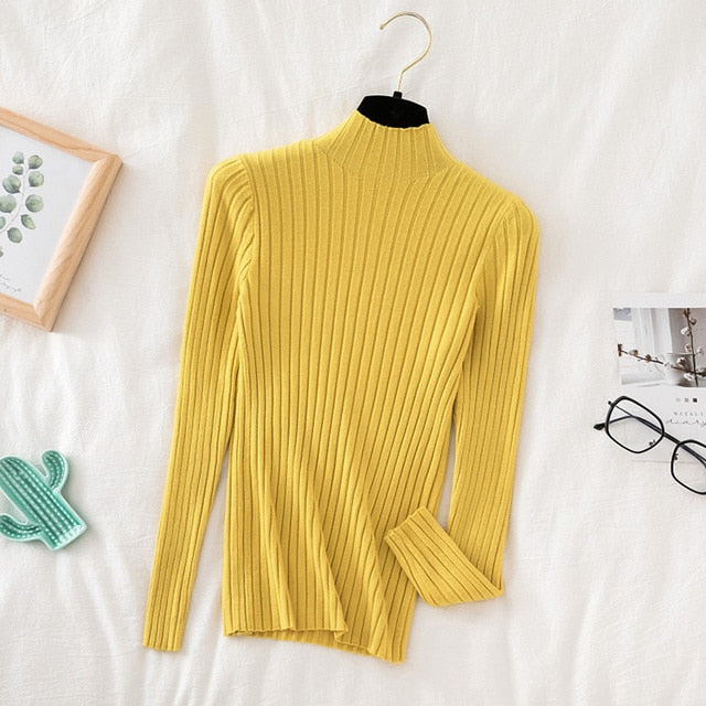 Pullover Ribbed Knitted Sweater Autumn Winter Clothes Women 2021 High Neck Long Sleeve - MERGE.DAY.1.FREESTYLE