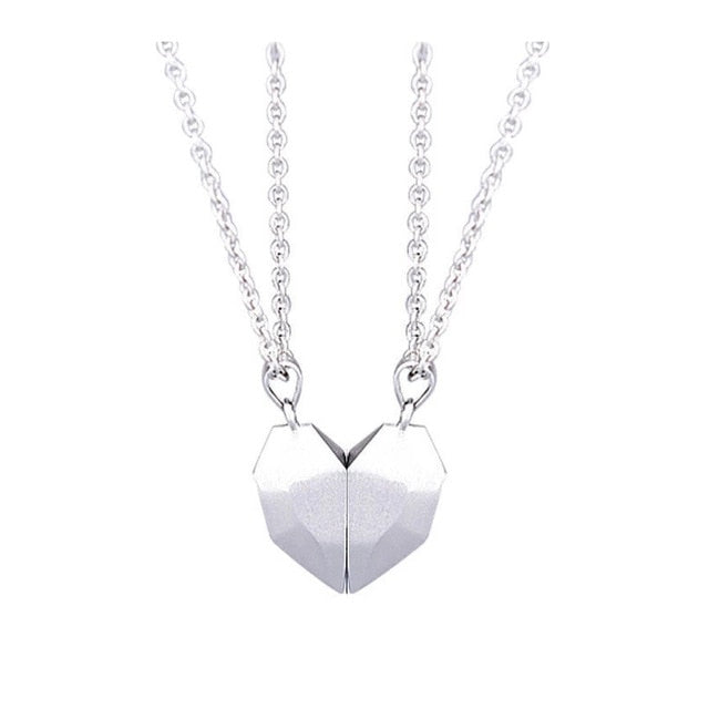 2pcs matching necklaces for couples Magnetic Lovers Heart necklaces Suction Wishing Stone - MERGE.DAY.1.FREESTYLE