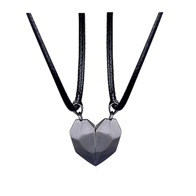 2pcs matching necklaces for couples Magnetic Lovers Heart necklaces Suction Wishing Stone - MERGE.DAY.1.FREESTYLE