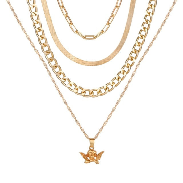 Gold Plated Necklaces Choker for Women, - MERGE.DAY.1.FREESTYLE