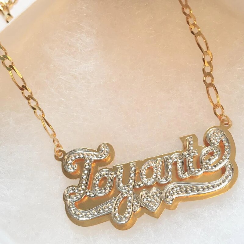 nowadaysfashion Double plate name chokers Silver name chokers Personalized Curb chain name chokers Name plate necklace - MERGE.DAY.1.FREESTYLE