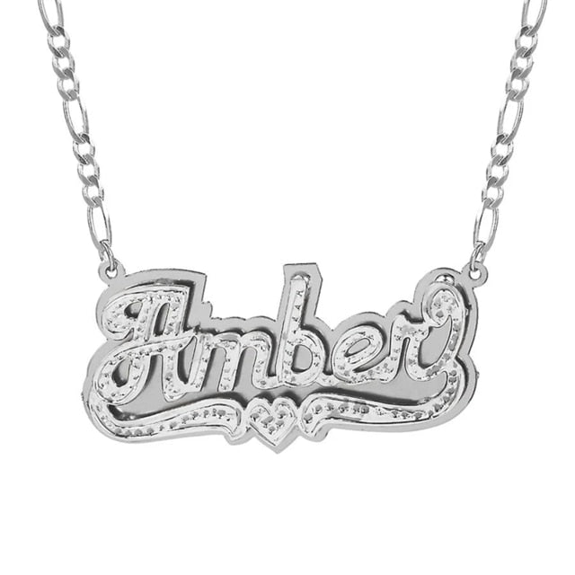 nowadaysfashion Double plate name chokers Silver name chokers Personalized Curb chain name chokers Name plate necklace - MERGE.DAY.1.FREESTYLE