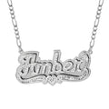 nowadaysfashion Double plate name chokers Silver name chokers Personalized Curb chain name chokers Name plate necklace - MERGE.DAY.1.FREESTYLE