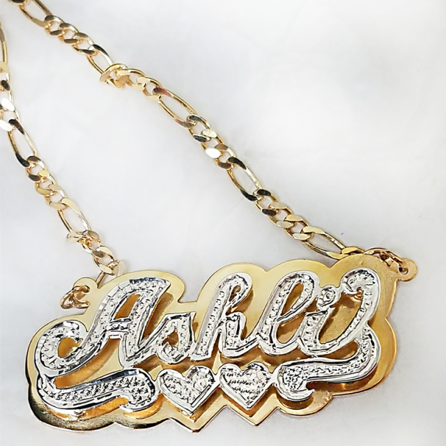nowadaysfashion Double plate name chokers Silver name chokers Personalized Curb chain name chokers Name plate necklace - MERGE.DAY.1.FREESTYLE