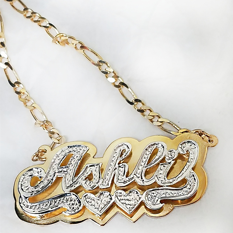 nowadaysfashion Double plate name chokers Silver name chokers Personalized Curb chain name chokers Name plate necklace - MERGE.DAY.1.FREESTYLE