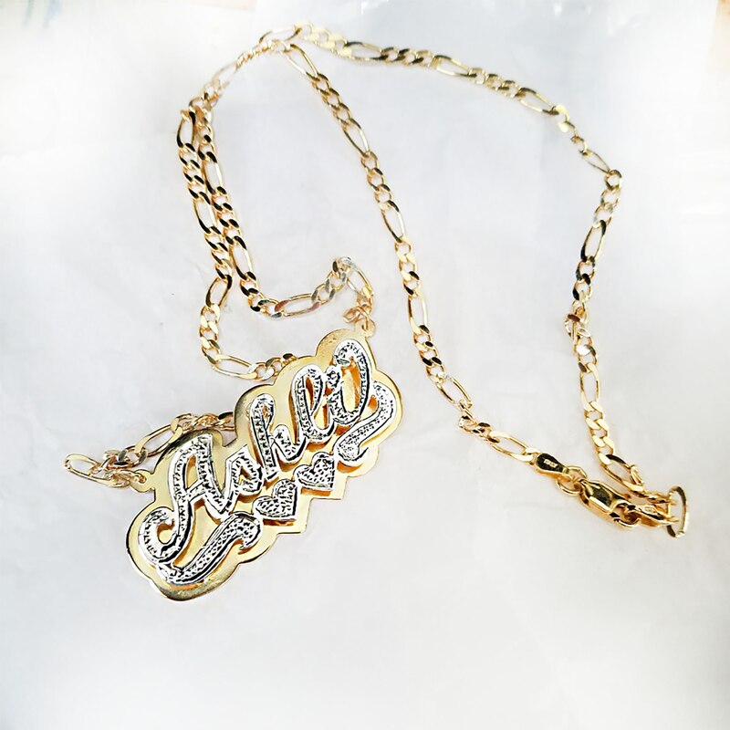 nowadaysfashion Double plate name chokers Silver name chokers Personalized Curb chain name chokers Name plate necklace - MERGE.DAY.1.FREESTYLE