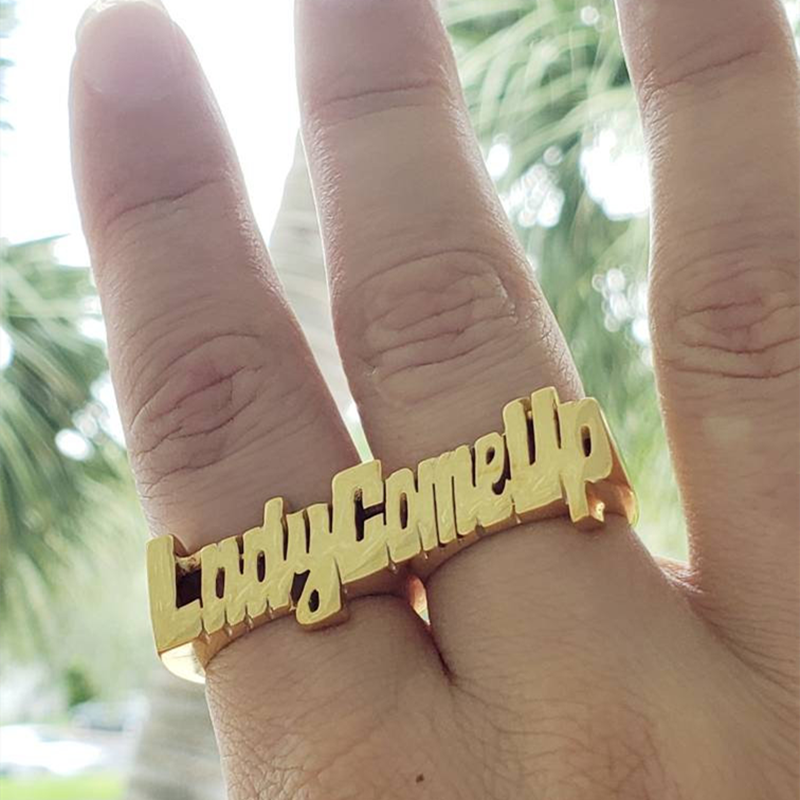 nowadaysfashion Custom Name Ring Gold Personality Hip Hop Ring Women Fashion Punk Letter Ring - MERGE.DAY.1.FREESTYLE