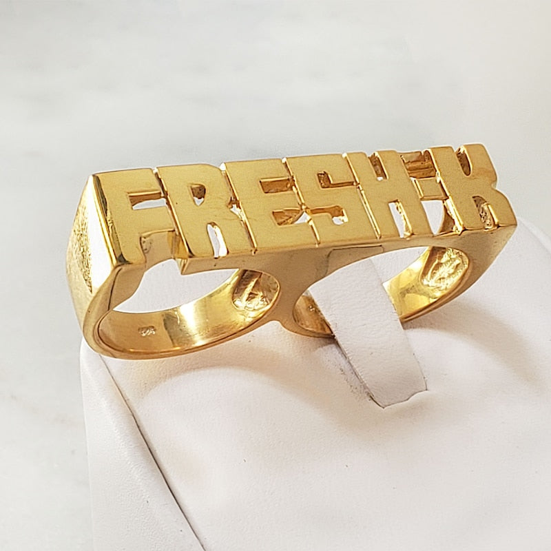 nowadaysfashion Custom Name Ring Gold Personality Hip Hop Ring Women Fashion Punk Letter Ring - MERGE.DAY.1.FREESTYLE