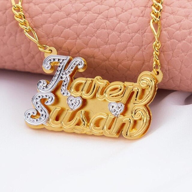 nowadaysfashion Custom Name Necklace Personalized Women Double Plated Gothic Nameplate Custom Gold Choker Necklace - MERGE.DAY.1.FREESTYLE