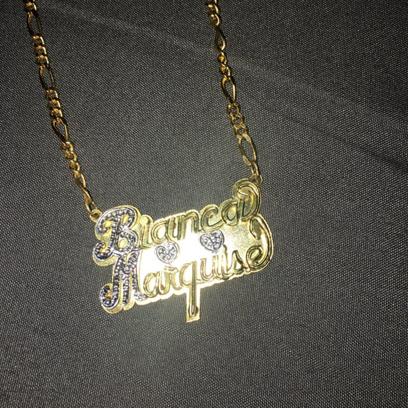 nowadaysfashion Custom Name Necklace Personalized Women Double Plated Gothic Nameplate Custom Gold Choker Necklace - MERGE.DAY.1.FREESTYLE