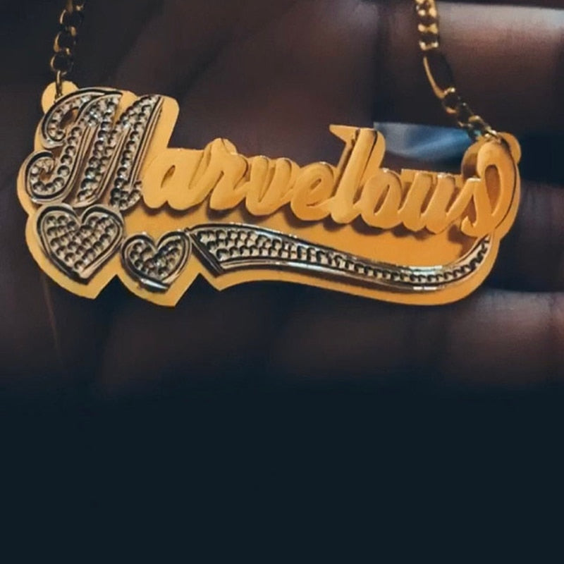 nowadaysfashion Custom Name Necklace Personality Stainless Steel Gold Choker Nameplate Pendant Necklace - MERGE.DAY.1.FREESTYLE
