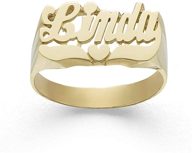Personalized Carved Name Rings Initial Ring Name Rings Personalized 18K Gold-Plated Rings - MERGE.DAY.1.FREESTYLE