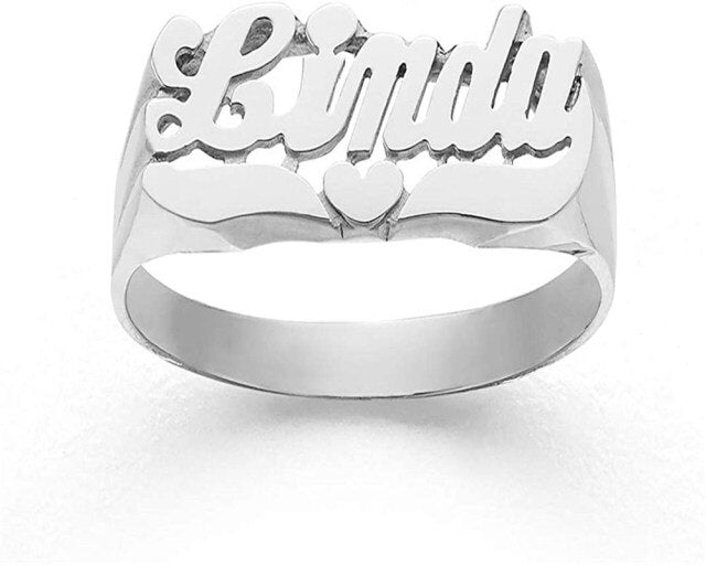 Personalized Carved Name Rings Initial Ring Name Rings Personalized 18K Gold-Plated Rings - MERGE.DAY.1.FREESTYLE