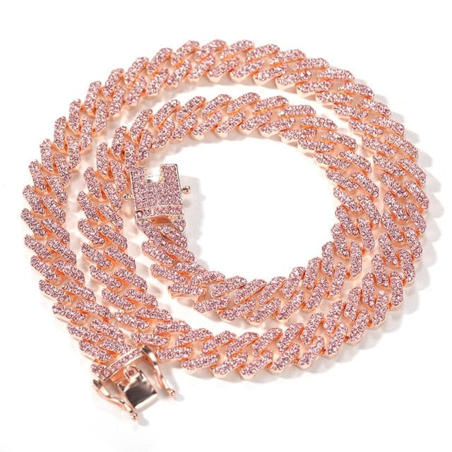 Gold Necklace +Watch+Bracelet Miami Curb Cuban Chain Gold Full Iced Out Paved Rhinestones CZ Bling - MERGE.DAY.1.FREESTYLE