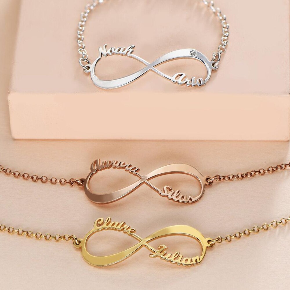 Customized 4 Name infinity bracelet for women - MERGE.DAY.1.FREESTYLE