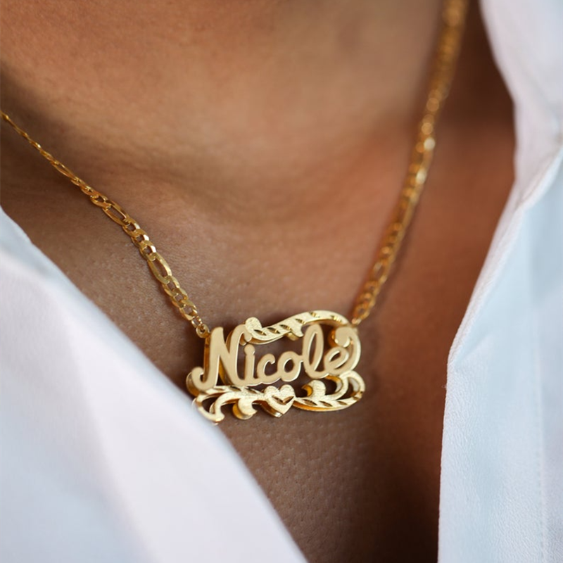 nowadaysfashion Custom Name Necklace Women Double Plated Gothic Nameplate Personalized Customized - MERGE.DAY.1.FREESTYLE