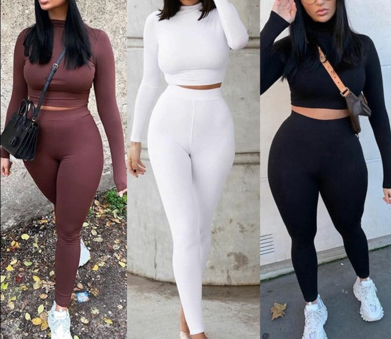 Two Piece Sets Tracksuits High Waist Stretchy Sportswear Hot Crop Tops And Leggings - MERGE.DAY.1.FREESTYLE