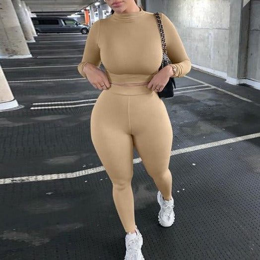 Two Piece Sets Tracksuits High Waist Stretchy Sportswear Hot Crop Tops And Leggings - MERGE.DAY.1.FREESTYLE