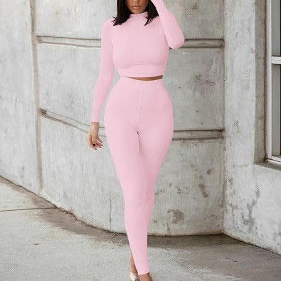 Two Piece Sets Tracksuits High Waist Stretchy Sportswear Hot Crop Tops And Leggings - MERGE.DAY.1.FREESTYLE
