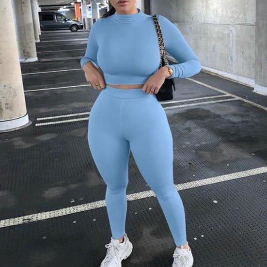 Two Piece Sets Tracksuits High Waist Stretchy Sportswear Hot Crop Tops And Leggings - MERGE.DAY.1.FREESTYLE