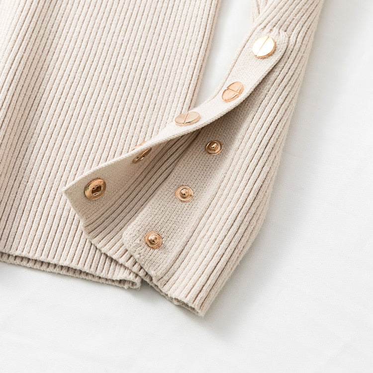 casual autumn winter women thick sweater pullovers long sleeve button o-neck - MERGE.DAY.1.FREESTYLE