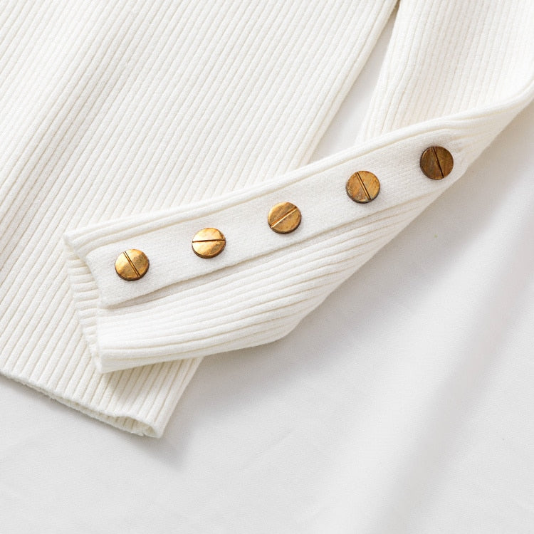 casual autumn winter women thick sweater pullovers long sleeve button o-neck - MERGE.DAY.1.FREESTYLE