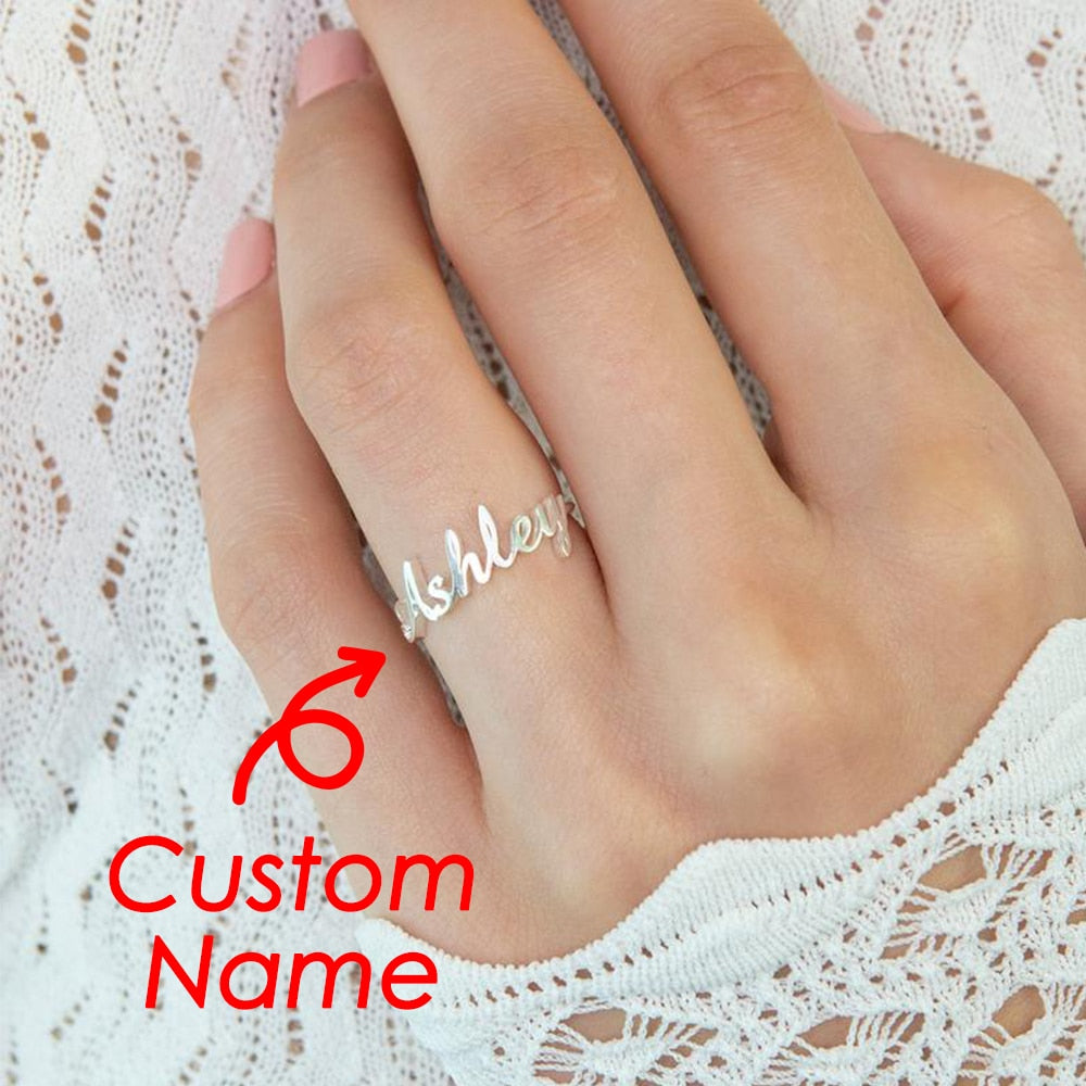 Customized Name Ring for Women Gold Personalized Letter - MERGE.DAY.1.FREESTYLE