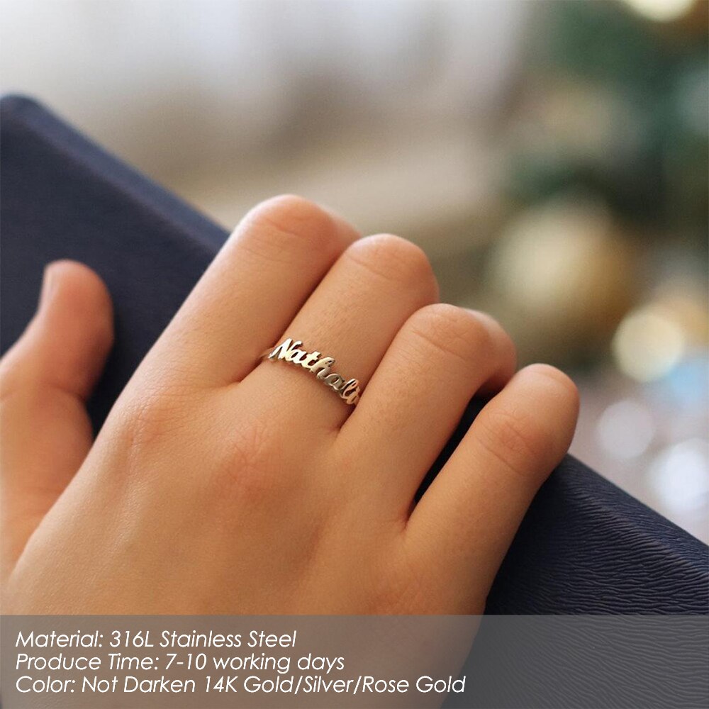 Customized Name Ring for Women Gold Personalized Letter - MERGE.DAY.1.FREESTYLE