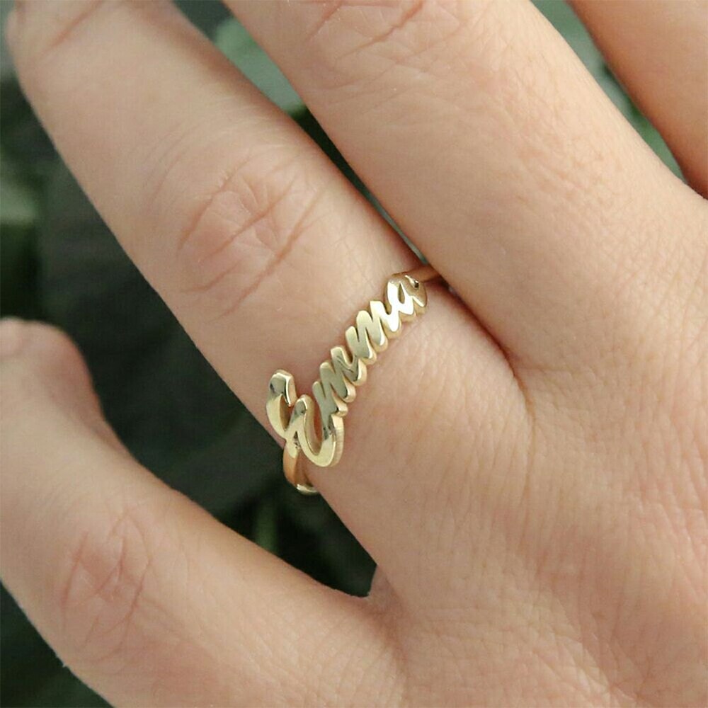Customized Name Ring for Women Gold Personalized Letter - MERGE.DAY.1.FREESTYLE