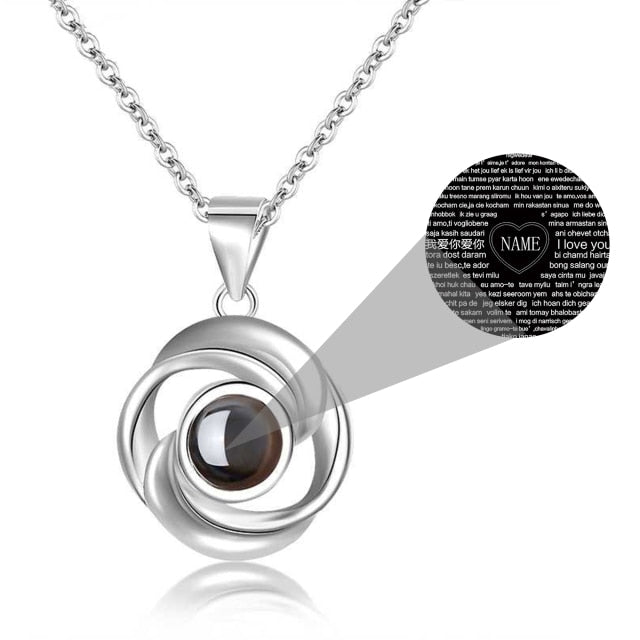 Rose Shape 100 Languages I Love You Customized Projection Pendant - MERGE.DAY.1.FREESTYLE