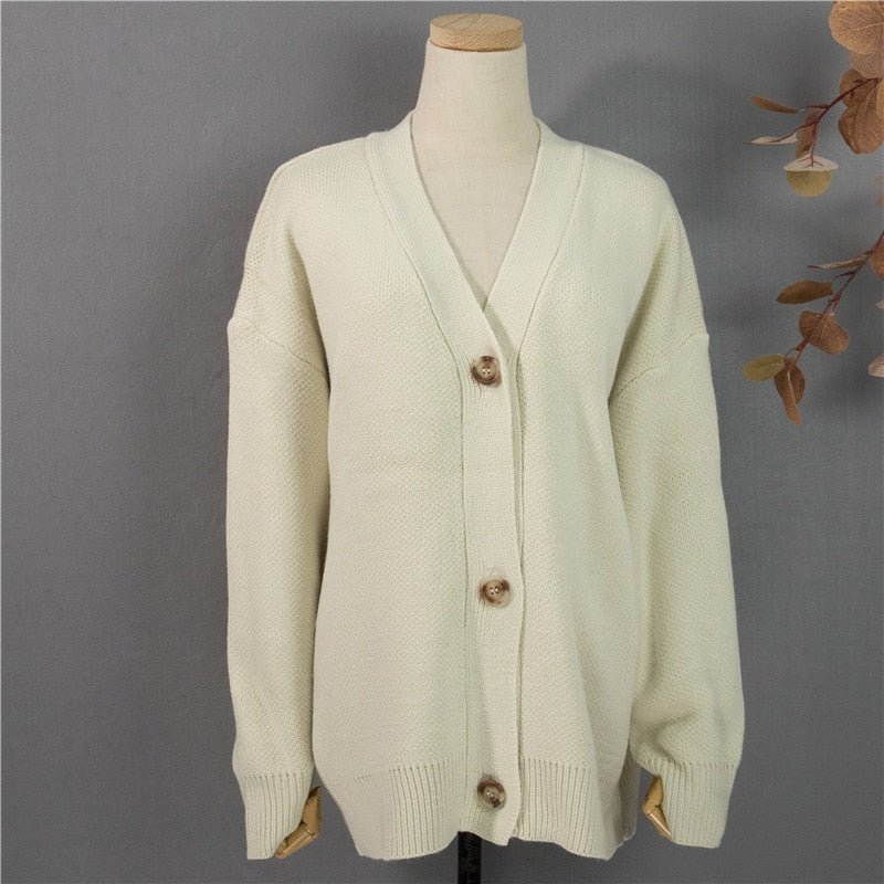 Nuevos cárdigans de mujer para invierno y primavera 2021 con cuello en V y botones