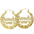 Fashion Trend Custom Name Bamboo Hoop Earrings Personality Heart Shaped Gold Plated Hoop Bamboo Earrings - MERGE.DAY.1.FREESTYLE