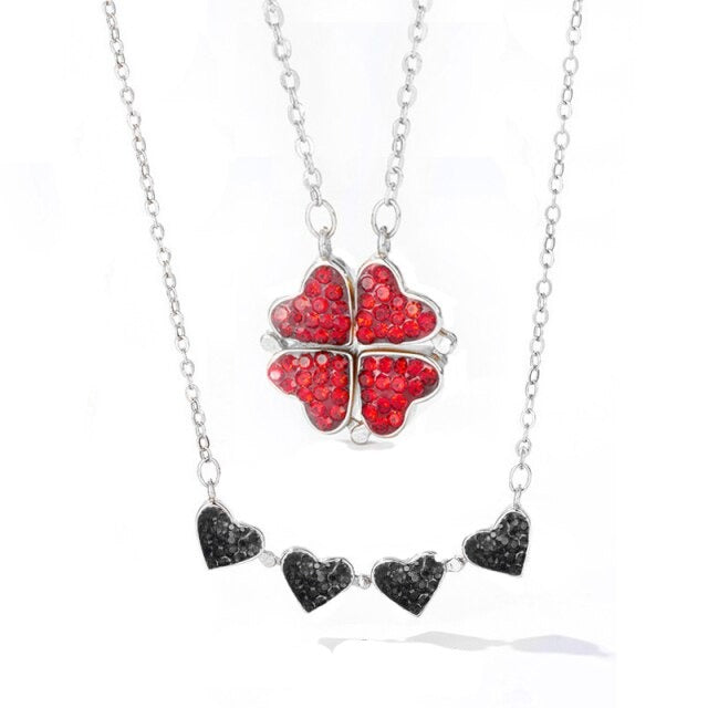 Foldable Magnetic Button Four Heart Leaf Clover Necklace - MERGE.DAY.1.FREESTYLE