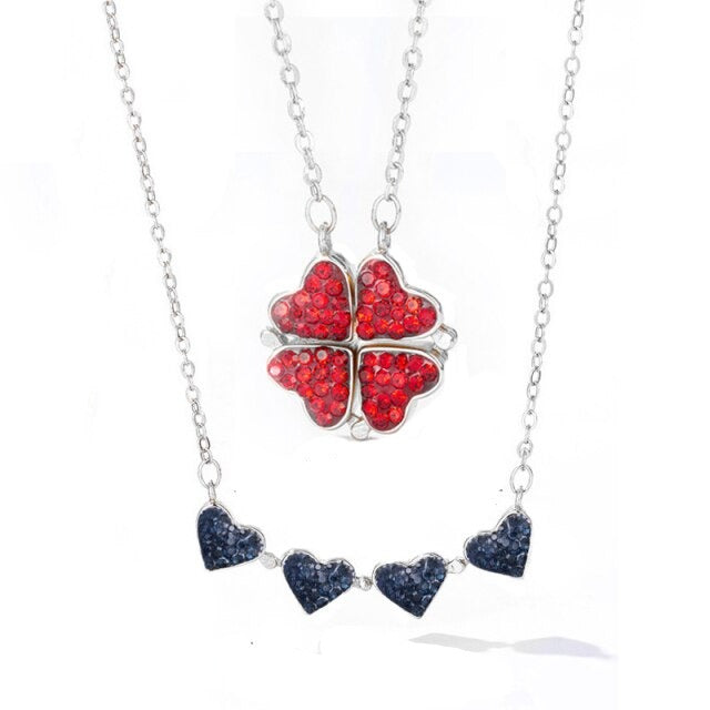 Foldable Magnetic Button Four Heart Leaf Clover Necklace - MERGE.DAY.1.FREESTYLE