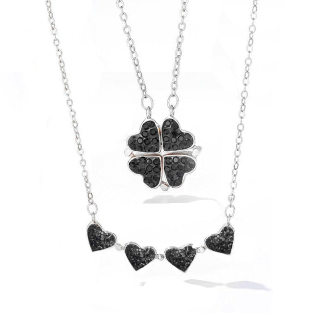 Foldable Magnetic Button Four Heart Leaf Clover Necklace - MERGE.DAY.1.FREESTYLE
