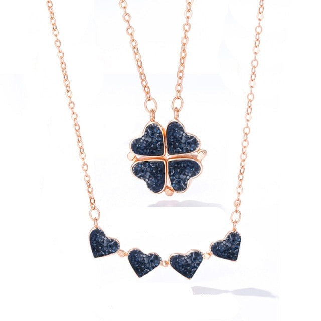 Foldable Magnetic Button Four Heart Leaf Clover Necklace - MERGE.DAY.1.FREESTYLE