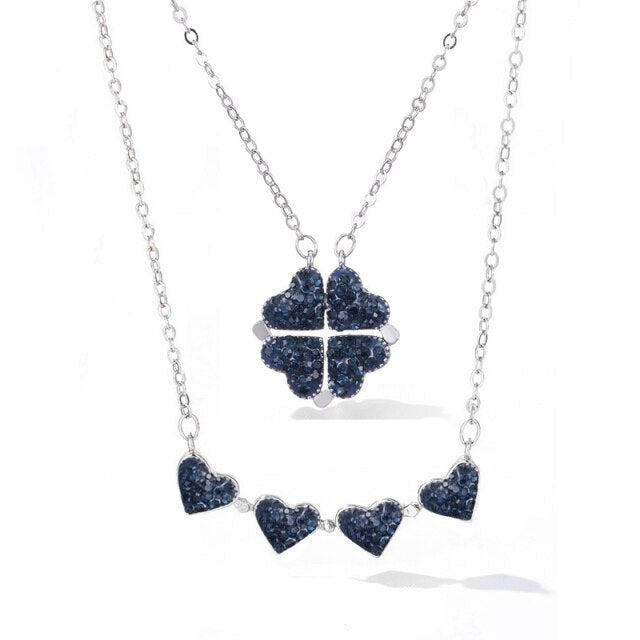 Foldable Magnetic Button Four Heart Leaf Clover Necklace - MERGE.DAY.1.FREESTYLE