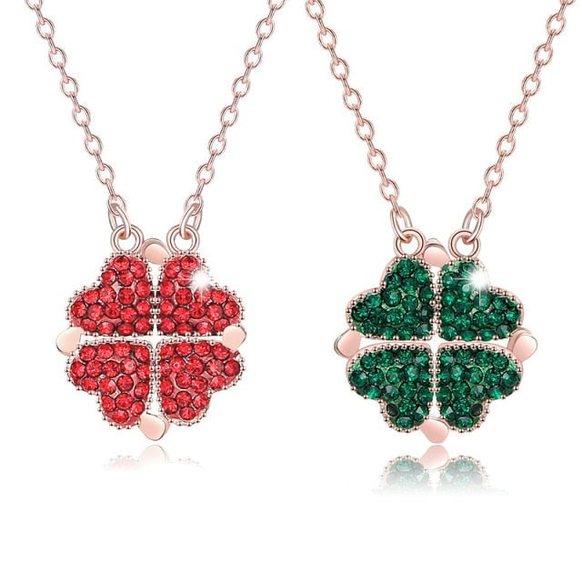 Foldable Magnetic Button Four Heart Leaf Clover Necklace - MERGE.DAY.1.FREESTYLE