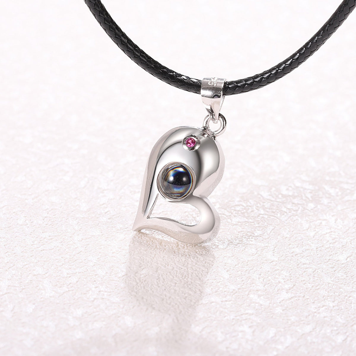 1 Pair Personalized Custom Photo Couple Heart Shape Projection Pendant Necklace - MERGE.DAY.1.FREESTYLE